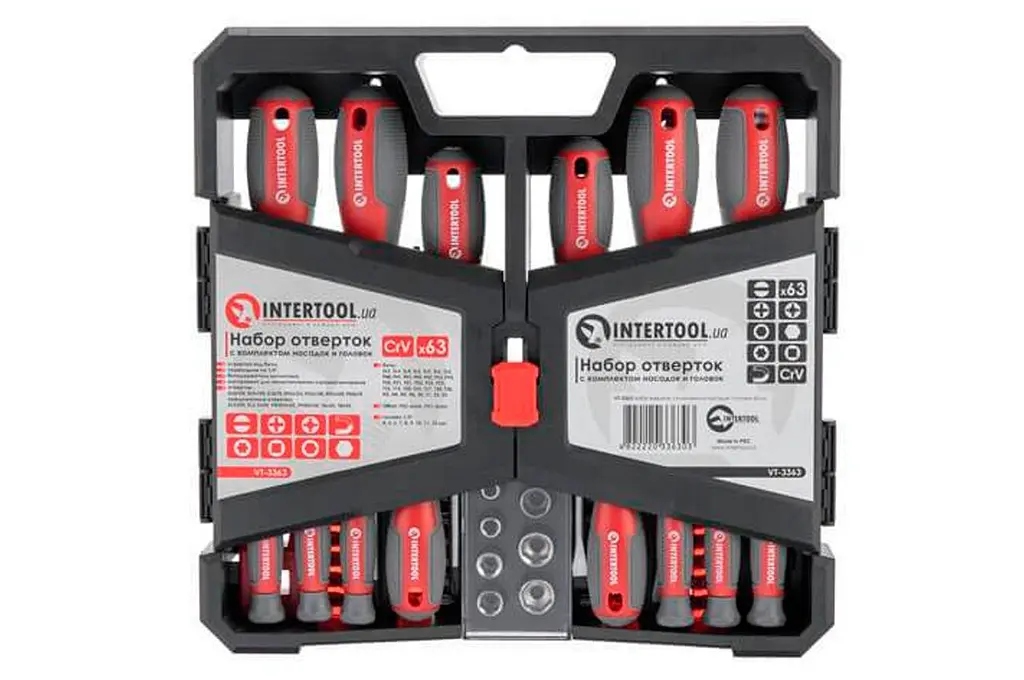 Набір викруток з бітами і торцеві головки Intertool VT-3363 PH x SL x T (у наборі 63 предмета) - фото 8