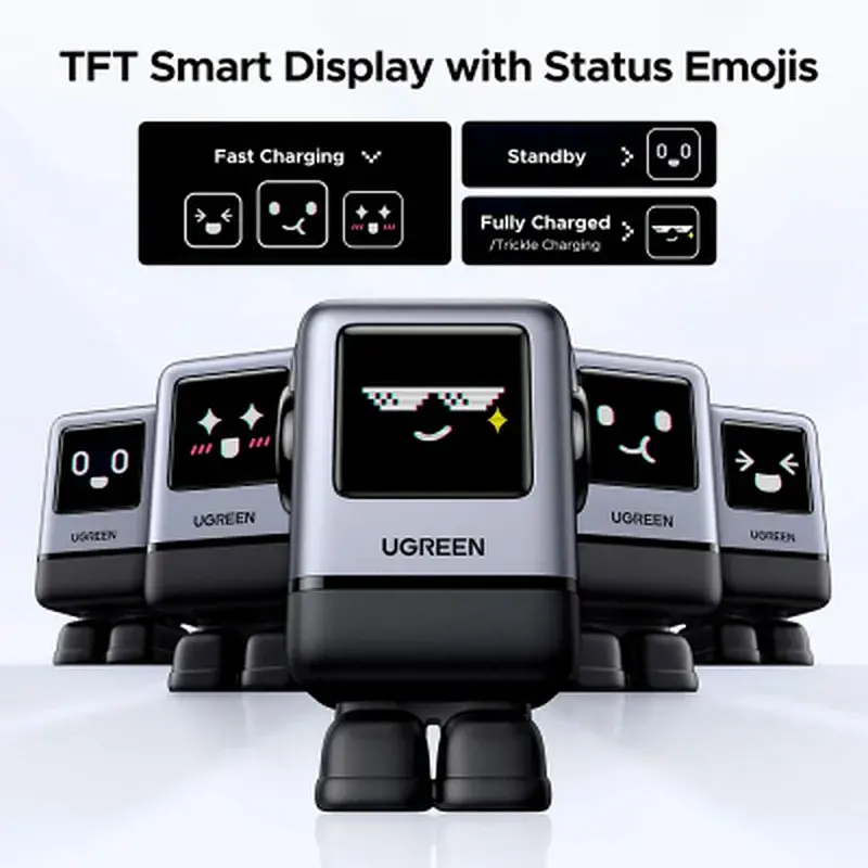 Зарядний пристрій Ugreen 1xUSB + 3xUSB-C GaN 100W Robot X688 gray (45515B) - фото 3