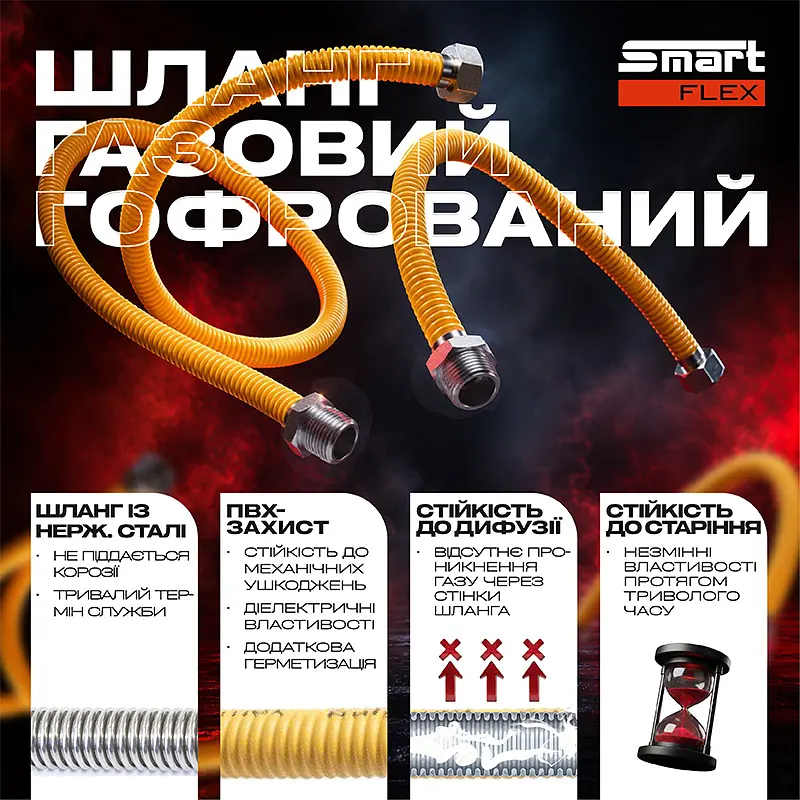 Шланг газовий гофрований SmartFlex ВЗ 3/4” 60 см - фото 2