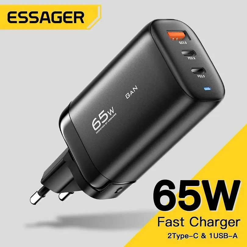 Зарядний пристрій - блок Essager ES-CD23 65w (3 виходи) чорний - фото 9