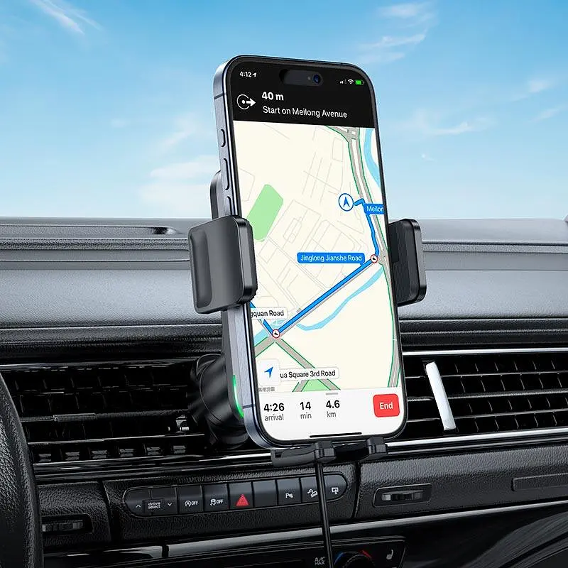 Тримач Hoco Speed wireless fast charging Car holder HW13 air outlet 15W 4.5-7" - фото 2