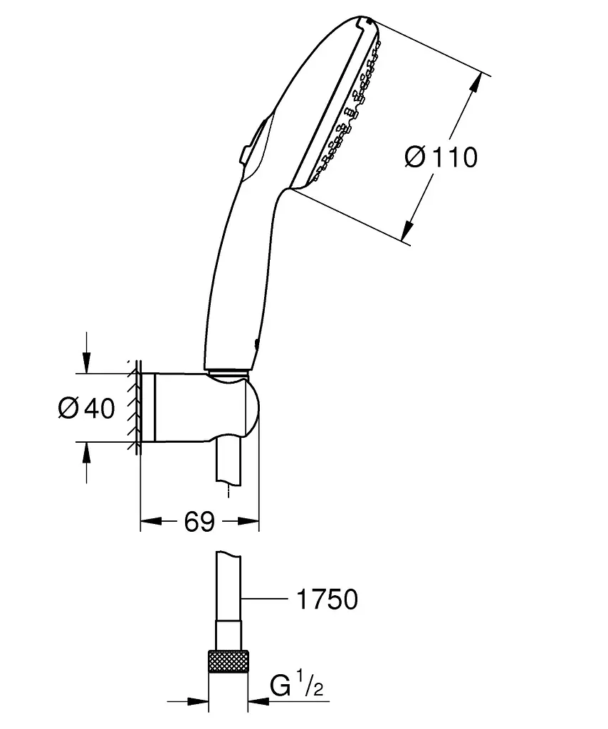 Душовий гарнітур Grohe QuickFix Vitalio Start 2 режими струменя 110 27950001, Хром - фото 4