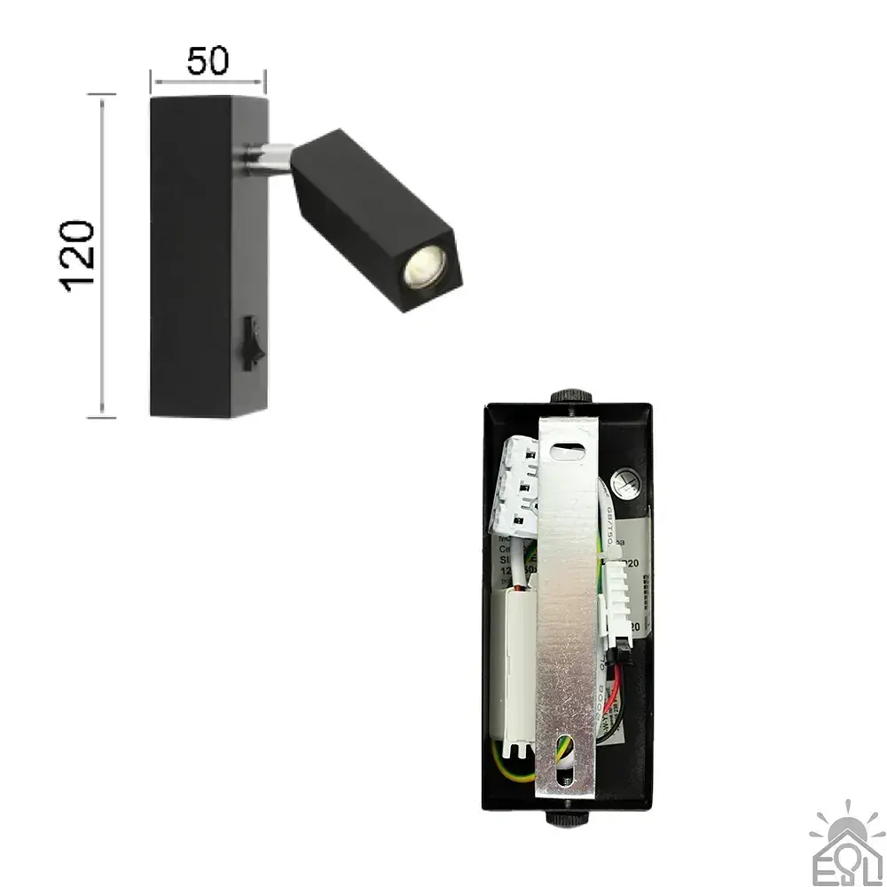 Світлодіодний світильник бра SIMPLE S 3Вт 120x50x130 мм Чорний ESLLSE - фото 7
