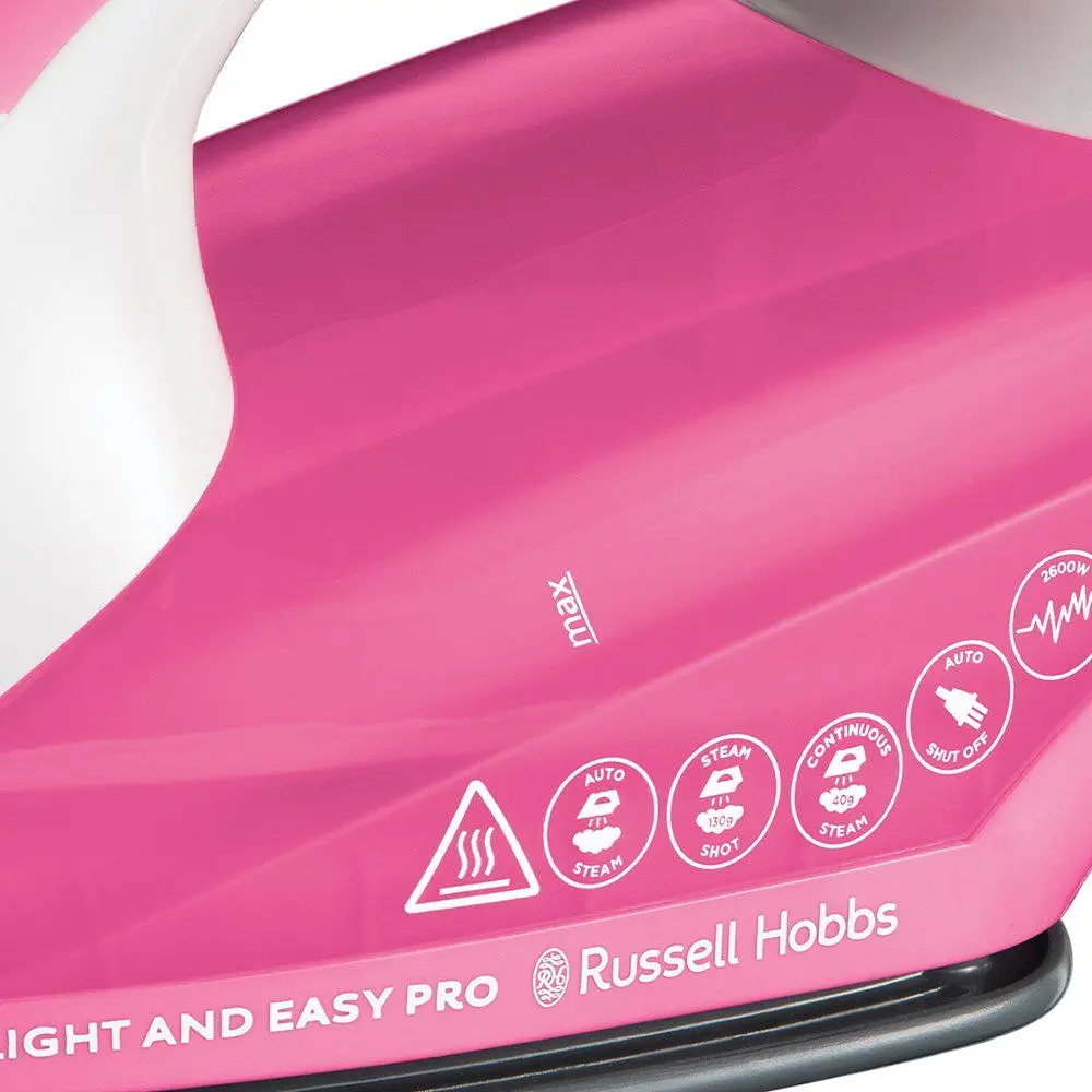 Утюг Russell Hobbs Light&Easy Pro 2600 Вт бело-розовый (26461-56) - фото 6