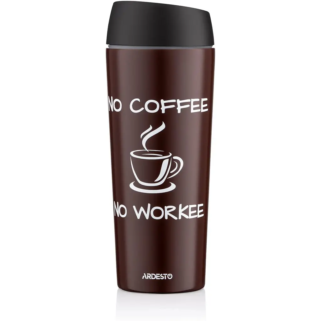 Термокружка Ardesto Coffee Time 450 мл нержавеющая сталь коричневая - фото 2