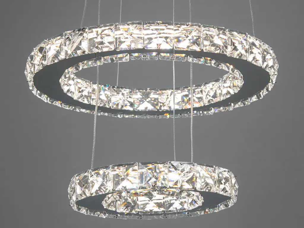 Люстра стельова LED Diasha 7206-3W/300+200HR "Кришталеві кільця", 30W, хром, для вітальні, коридору, кухні - фото 3
