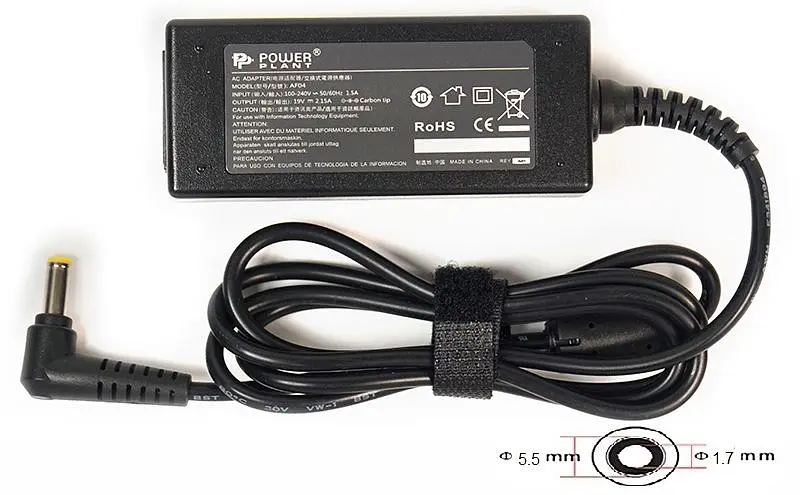 Блок живлення для ноутбуків PowerPlant ACER 220V, 19V 40W 2.15A (5.5*1.7) (AC40F5517)