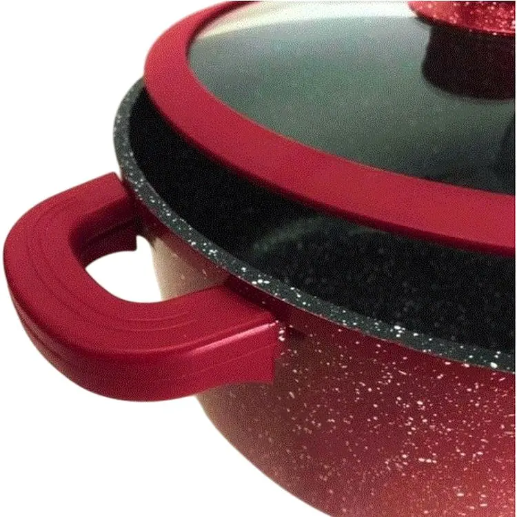 Набір каструль Higher Kitchen НК-324 з гранітним антипригарним покриттям та сковородою червоний (42864-НК 324R_2356) - фото 5