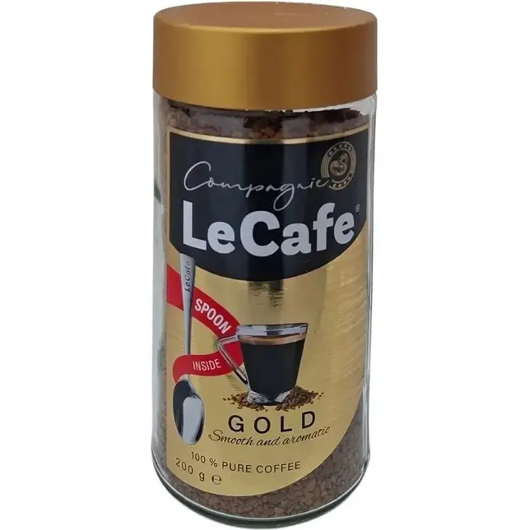Кава розчинна Le Cafe Gold, 200 г, скляна банка + ложка в подарунок
