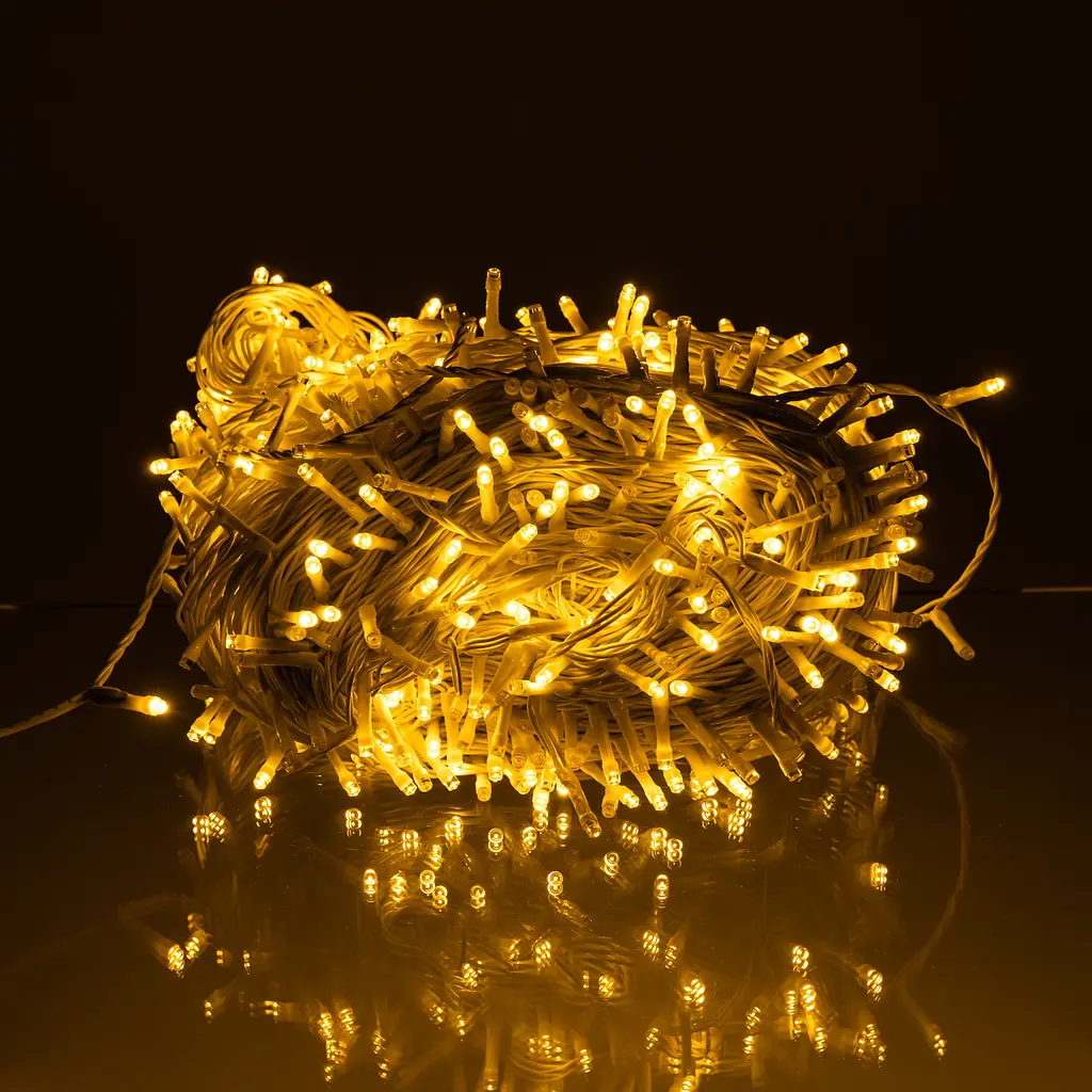 Новорічна гірлянда Різдвяна фея вулична GarlandoPro 100 м 1000 LED гірлянда на вулицю 8 режимів роботи білий провід Жовтий CF1000L100MWY - фото 1