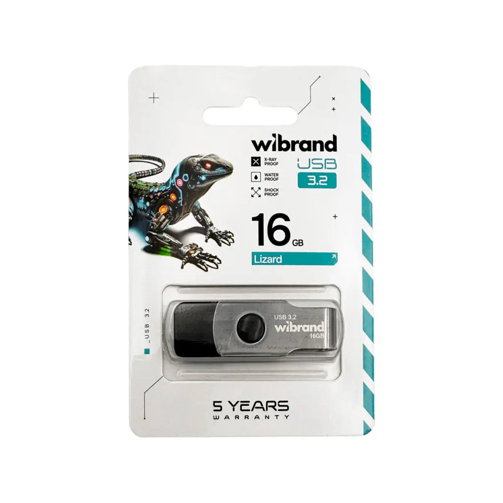 USB флеш накопичувач Wibrand 16GB Lizard Black USB 3.2 (WI3.2/LI16P9B) - фото 2