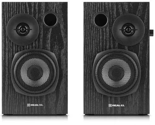Колонки 2.0 REAL-EL S-235 Black, 2 x 9 Вт, МДФ, живлення від 220V, керування збоку - фото 5