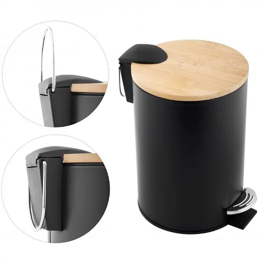 Відро для сміття Yoka Vini black bamboo 3л CH.VINI-BLK, Чорний матовий - фото 3