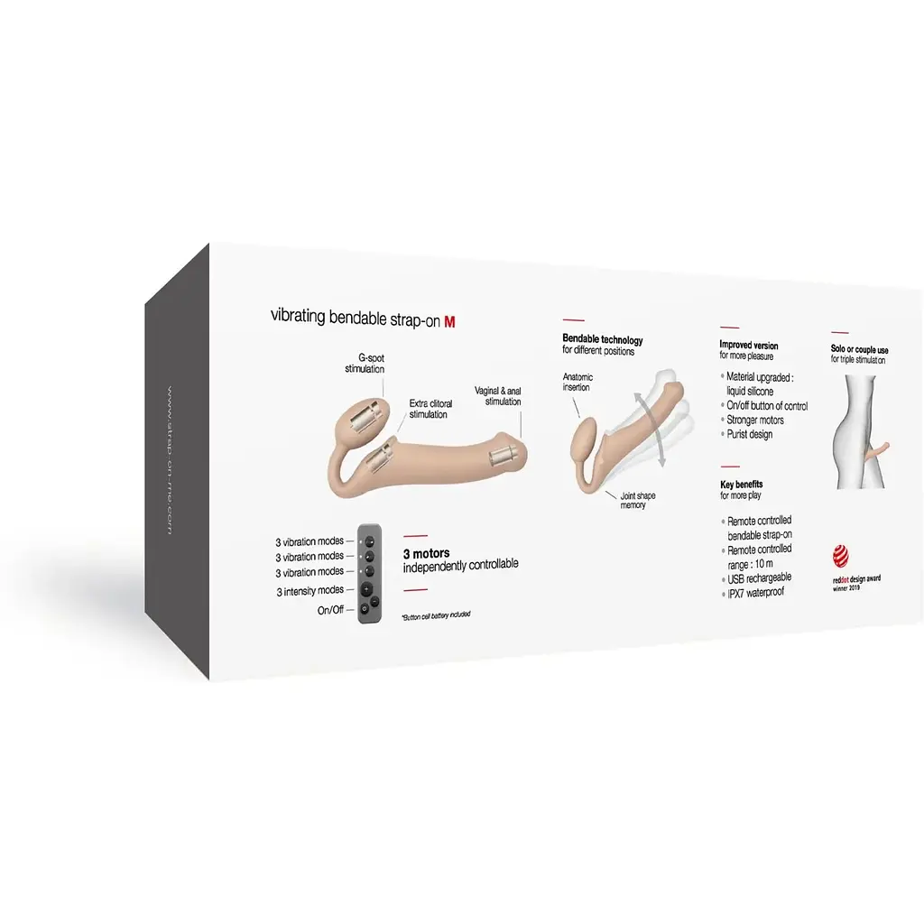 Безремінний страпон з вібрацією Strap-On-Me Vibrating Flesh M - фото 7