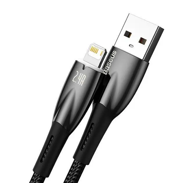 Кабель Baseus Glimmer Series Fast Charging USB-A to Lightning 2m Black (CADH000301) - фото 2