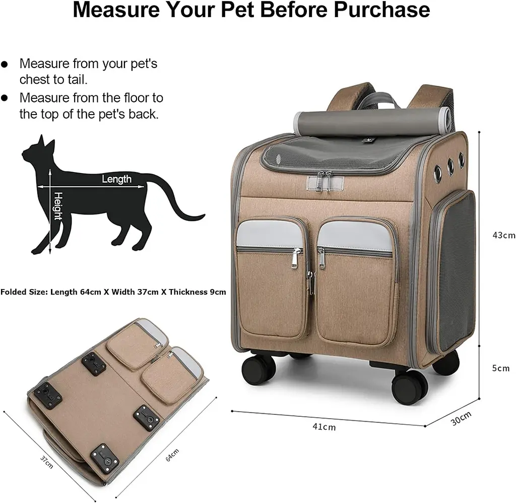 Візок-рюкзак для переноски собак і котів Voyager Pet LVGB2010 з телескопічною ручкою і 4-ма колесами - фото 4