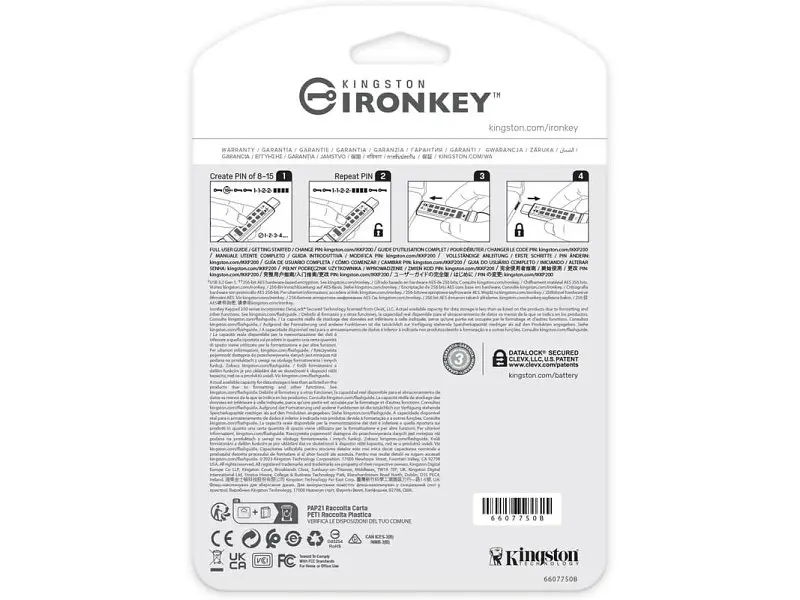 Флешка Kingston 128 GB IronKey Keypad Blue USB 3.2 (IKKP200C/128GB) - фото 7