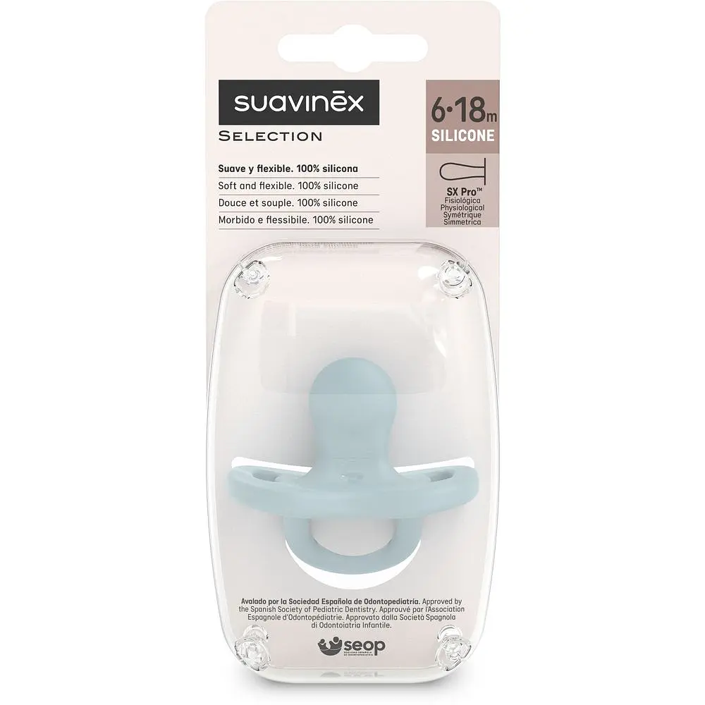 Пустушка Suavinex Colour Essence силіконова фізіологічна 0-6 місяців блакитна - фото 2