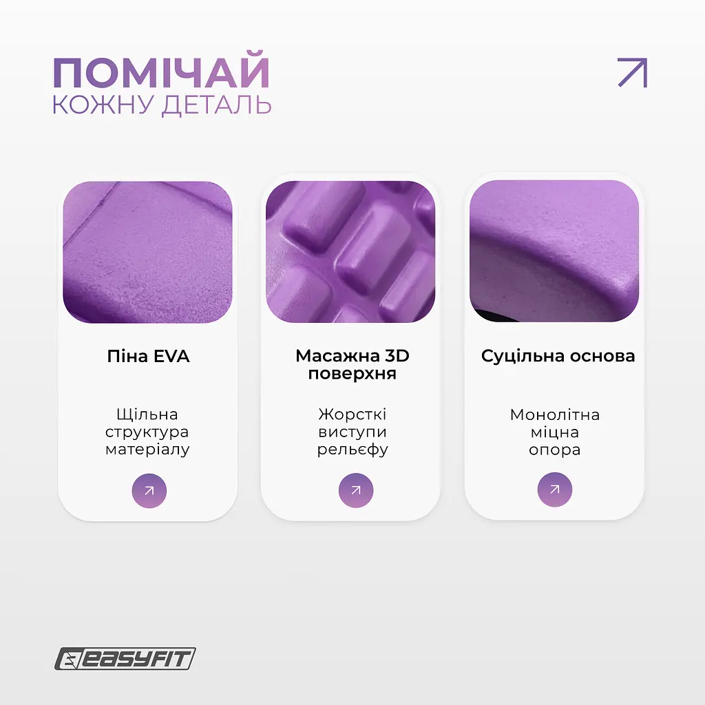 Масажний ролер EasyFit Solid Grid Roller Mini 30 см фіолетовий - фото 4