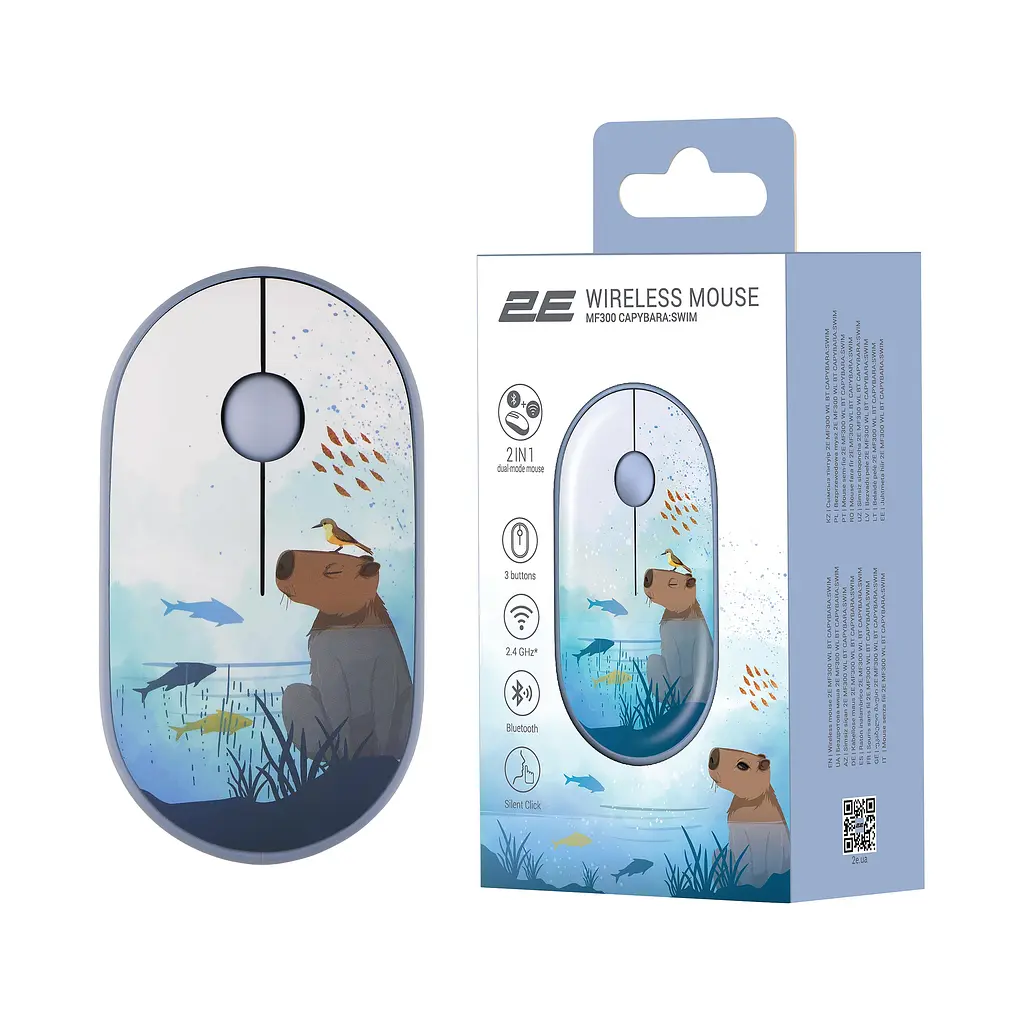 Компьютерная мышь 2E MF300 CAPYBARA:SWIM Silent WL BT синий teh0014065 - фото 7