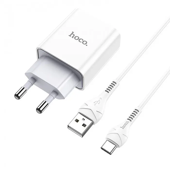 Зарядное устройство HOCO C81A Asombroso два USB порта Type-C со съёмным кабелем Белый - фото 5
