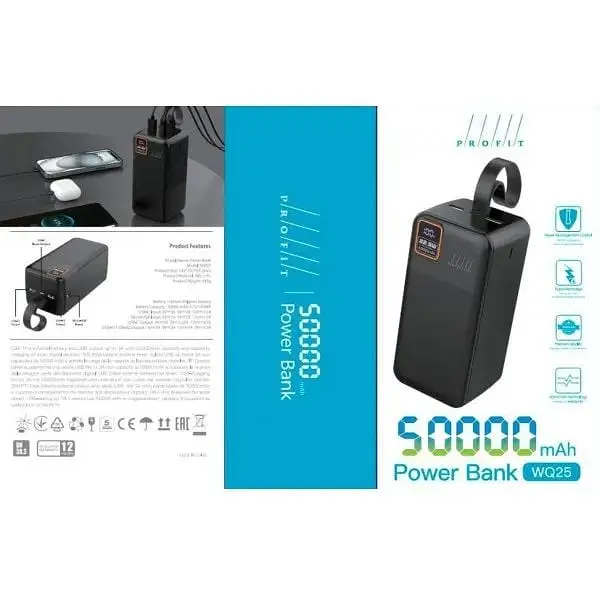 Акумулятор зовнішній Profit wq25 50000mAh 22.5W + PD 20W LED - фото 2