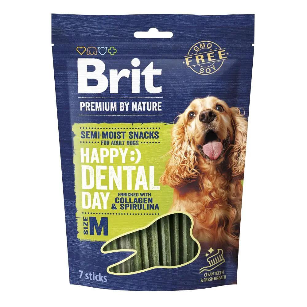 Ласощі для собак середніх порід Brit Premium Dental M з колагеном і спіруліною, 180 г (112283/573950)