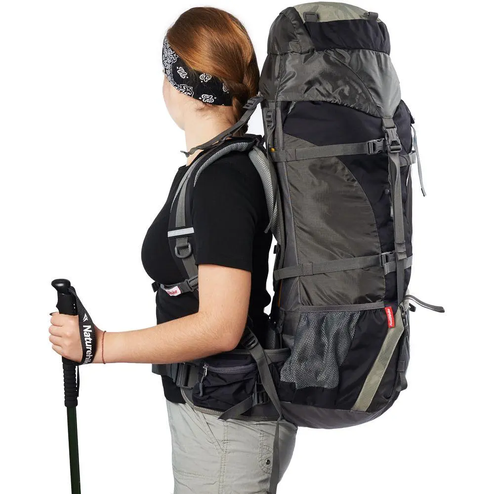 Рюкзак туристичний Naturehike NH70B070-B, 70 л + 5 л, чорно-сірий - фото 10