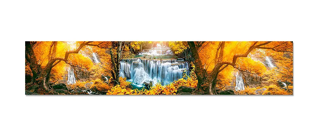 Кухонний фартух самоклеючий Осінь у лісі наклейка ПВХ жовте листя водоспад 60х300 см Happy Pocket Z180314 - фото 7