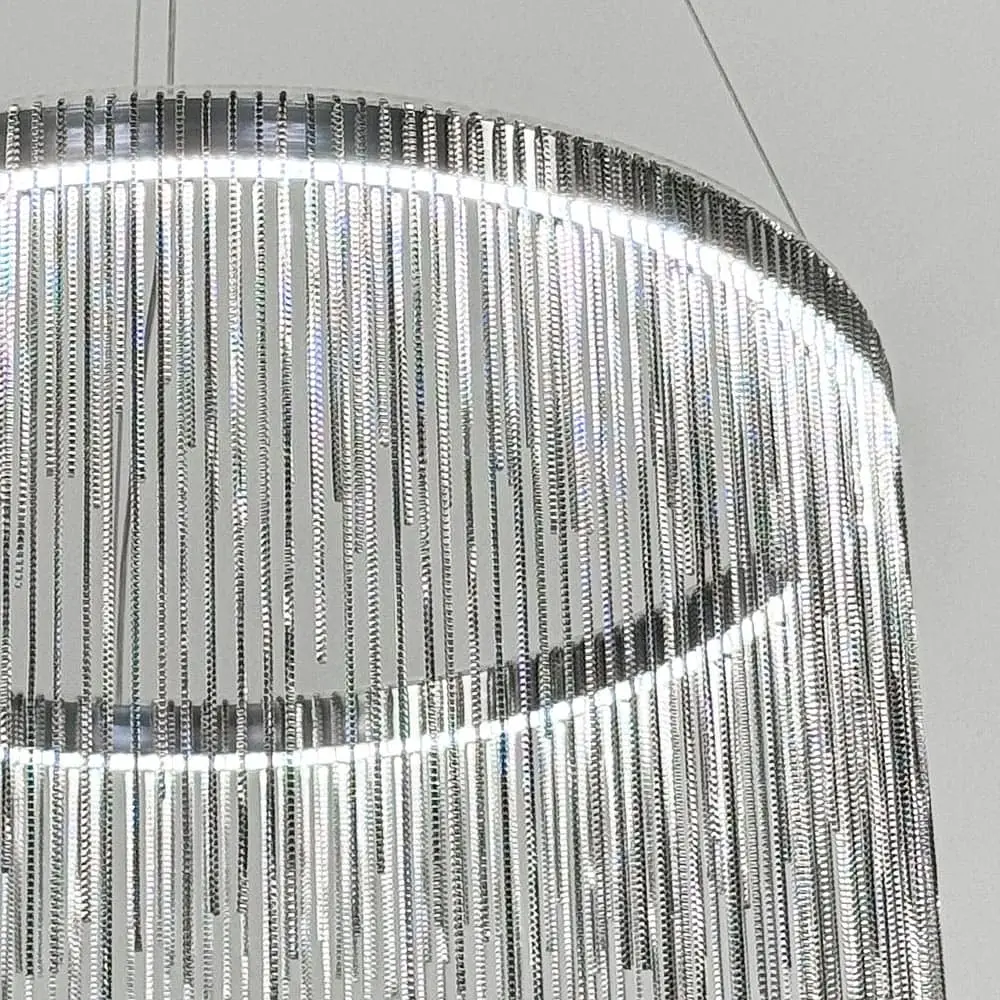 Хромированная люстра с цепочками на 2 яруса Ø 80+50 см | Line F | Ст. SP07-800+500 - фото 12