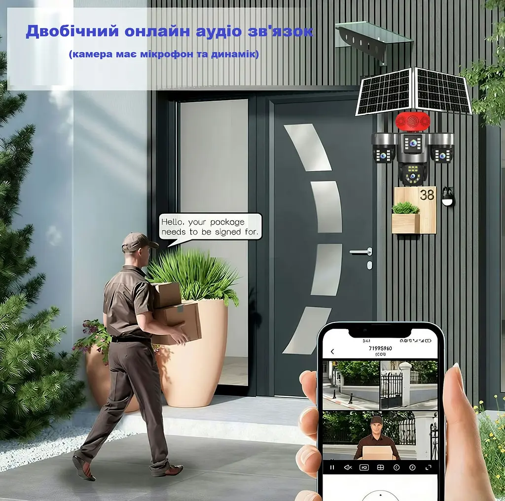 Вулична 4G камера DIFANG S13 18Мп з 3 лінзами 2 сонячних панелі зарядки акумулятор 18000мАг PIR сенсор руху - фото 6