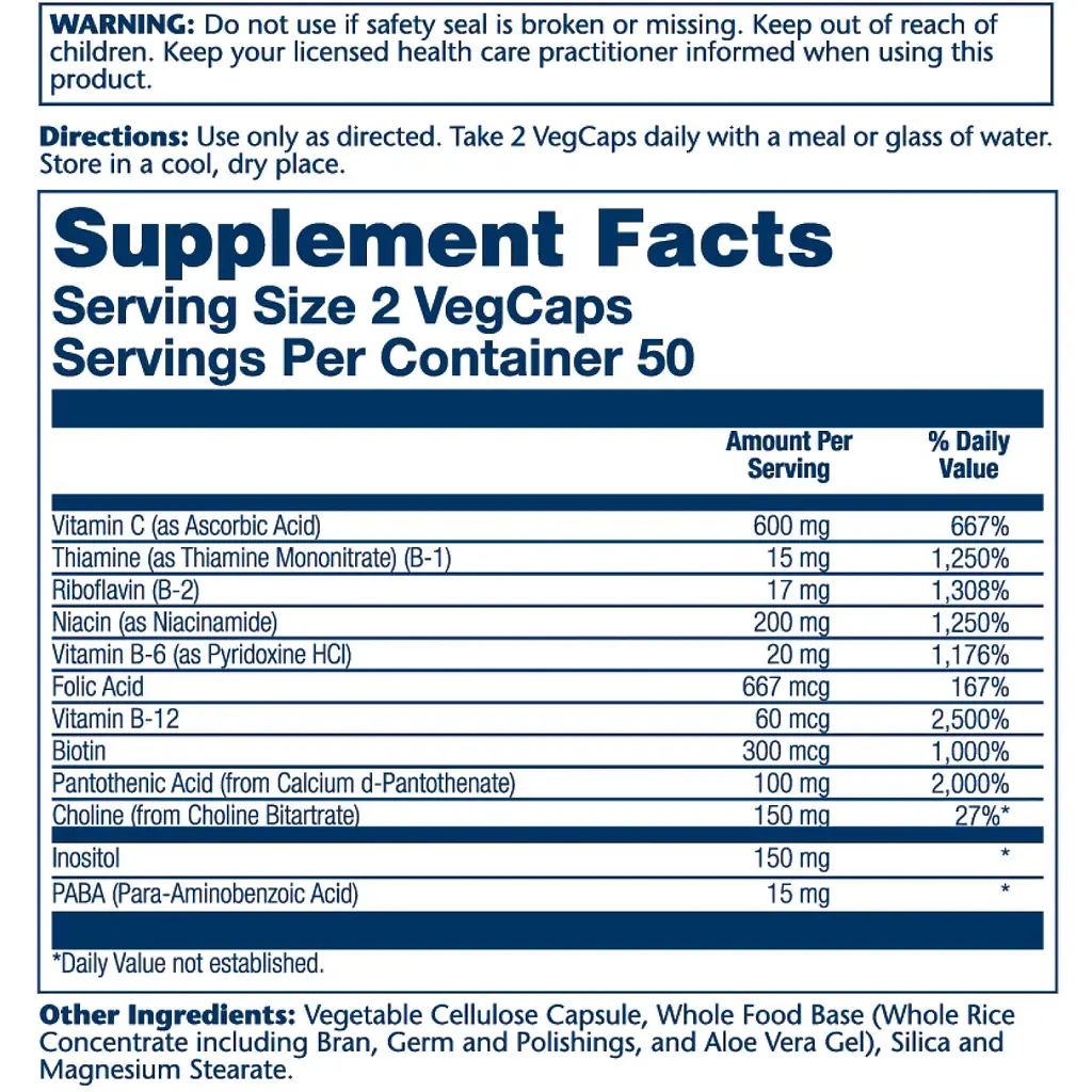 Комплекс вітамінів групи B Solaray Balanced B Stress 100 капсул - фото 2