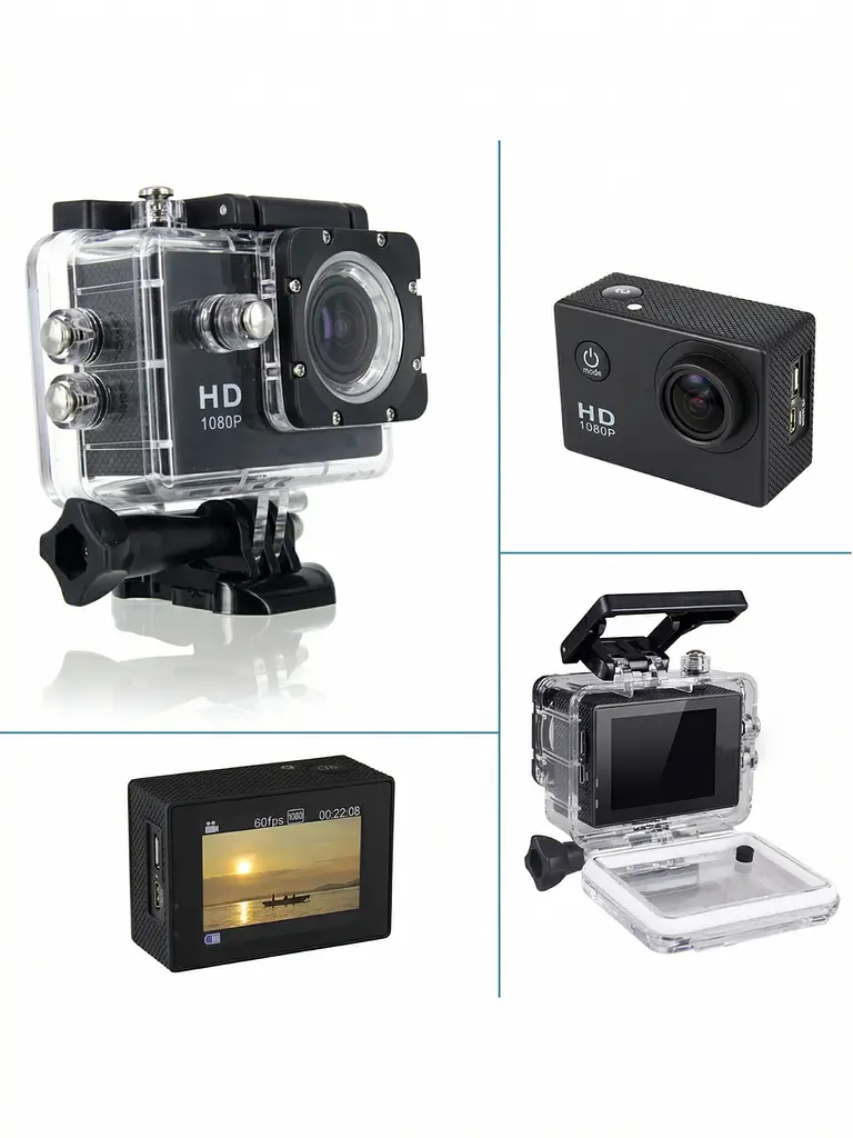 Екшн-камера водонепроникна Sports Action Camera HD 1080p для підводної зйомки до 30 м 170° з аквабоксом, чорна (7944469487) - фото 9