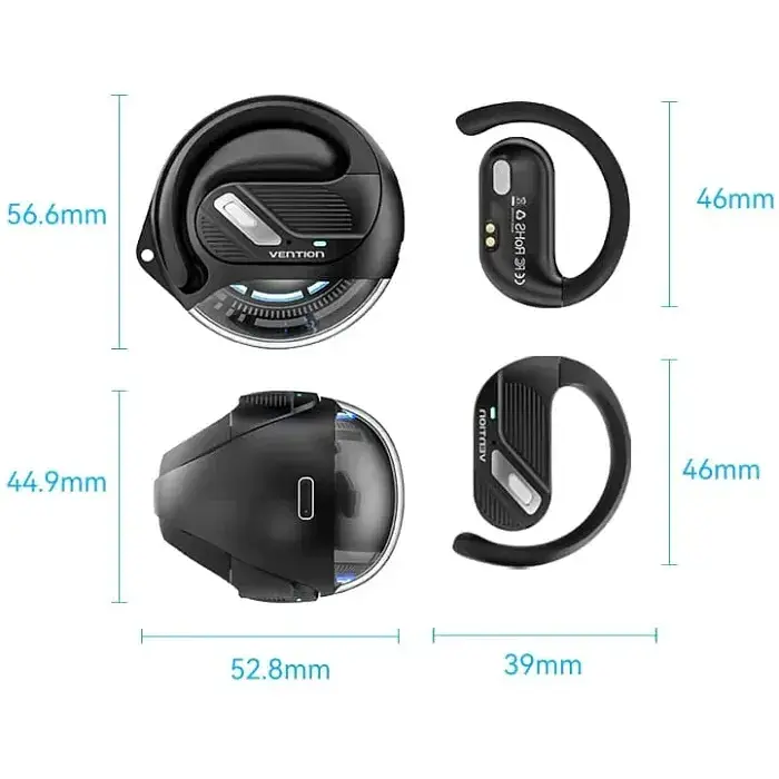 Наушники TWS Vention OpenBeat O12 Black - фото 2