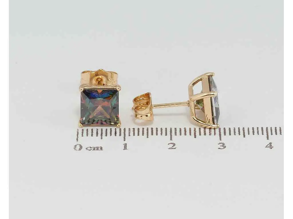Сережки Xuping Позолота 18K пусети "Фіаніти хамелеон" 8х8мм (184247) - фото 2