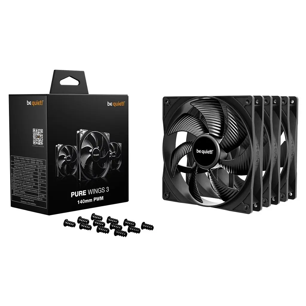 Вентилятор be quiet! Pure Wings 3 140mm PWM 3-Pack Чорний (BL139) - фото 4