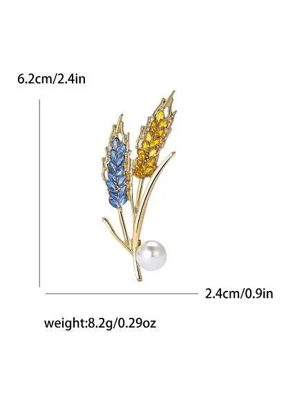 Брошь Колосья пшеницы колоски брошь-булавка символ Украины желто-голубая - фото 3