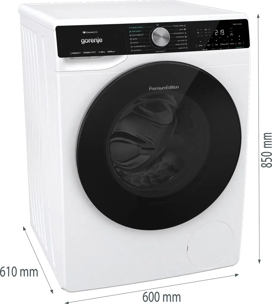 Пральна машина Gorenje фронтальна 10 кг 1400 A+++ 60 см дисплей інвертор пара Wi-Fi підсвітка барабану білий - фото 9