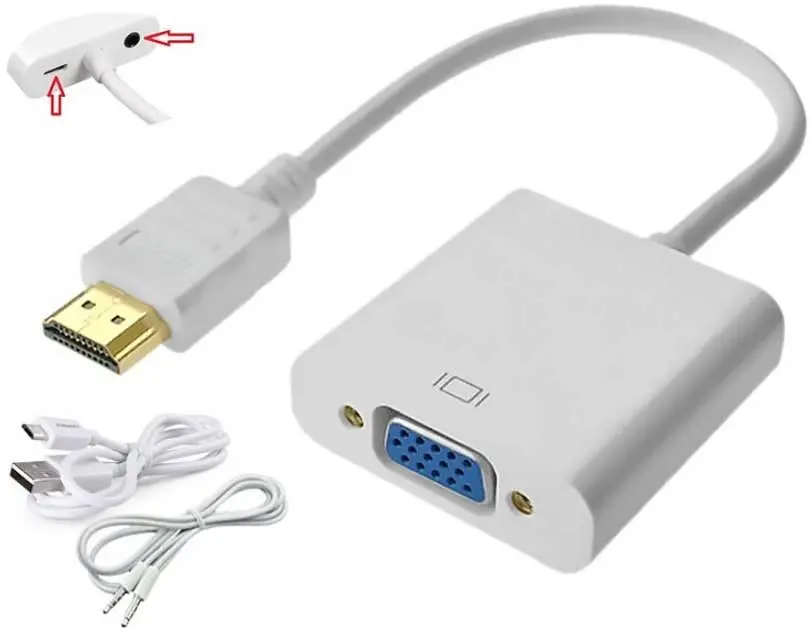 Перехідник HDMI M -> VGA F (з аудіо інтерфейсом) micro USB білий RTL - фото 2