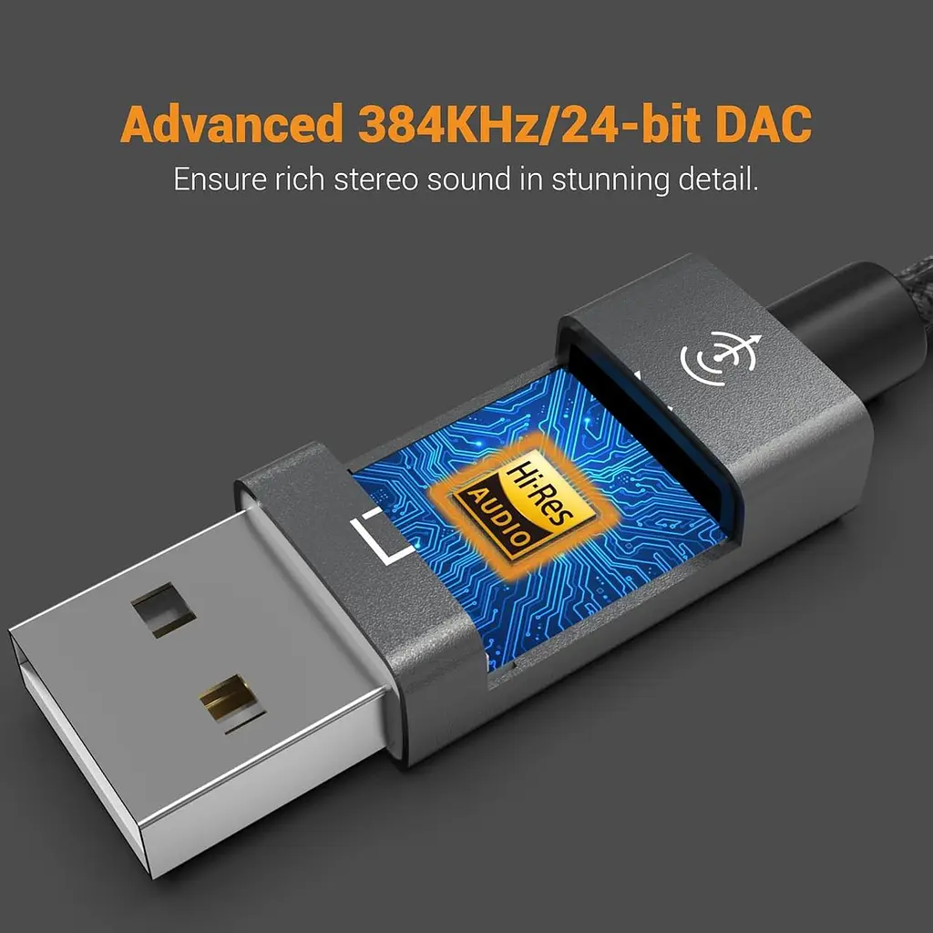 Аудіокабель Cubilux USB — RCA з 384 кГц/24-бітним ЦАП, USB A Male to 2 Male RCA Stereo AUX Cord, 2RCA Auxillary Cable - фото 4
