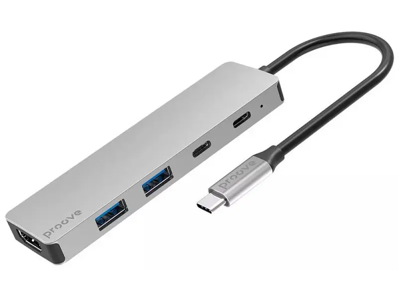 Мультипортовий адаптер Proove Iron Link 5 in 1 (2хType-C + 2хUSB3.0 + HDMI) Silver (HBIL00222024)