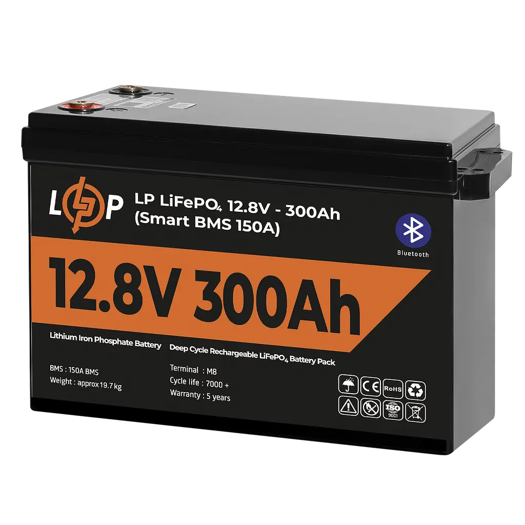 Акумулятор LP LiFePO4 12,8V - 300 Ah (3840Wh) (Smart BMS 200А) з BT пластик - фото 3