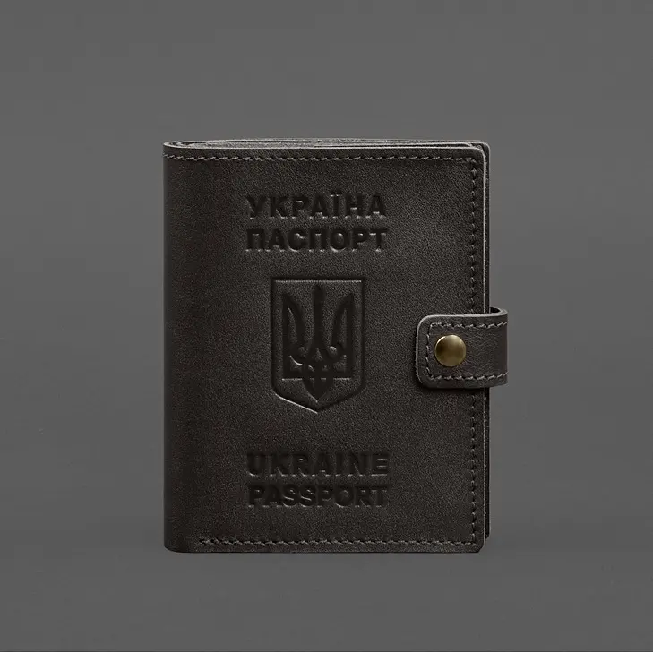 Шкіряна обкладинка-портмоне на паспорт з гербом України 25.1 темно-коричнева - фото 8