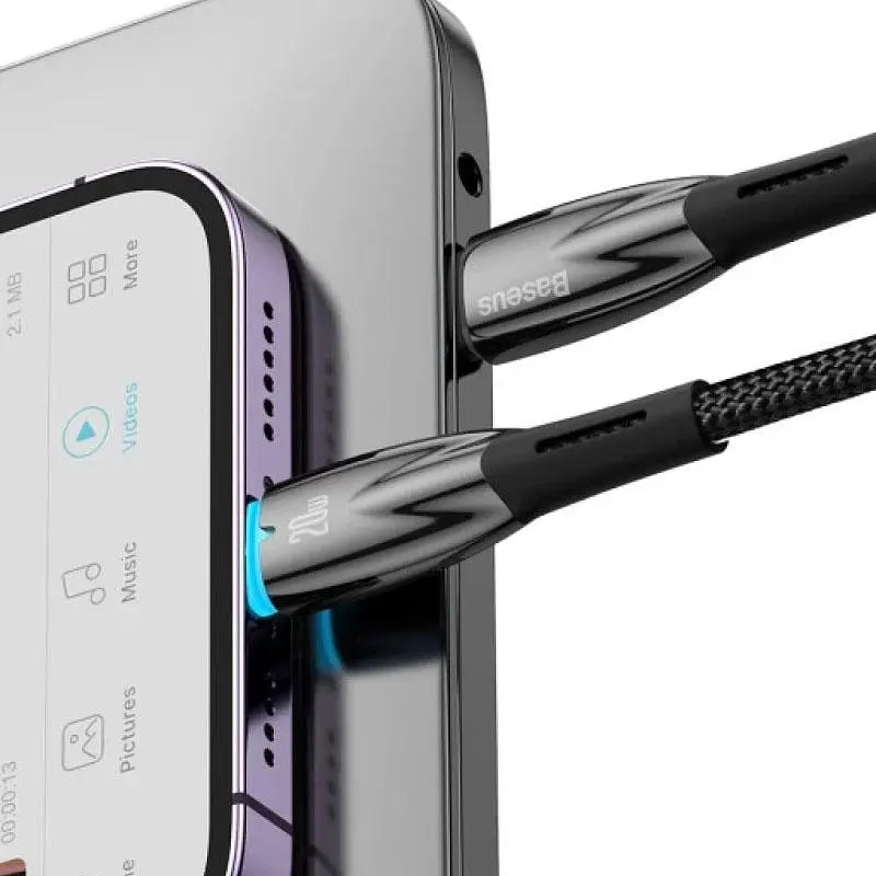 Дата кабель Baseus Glimmer Series Fast Charging Data Cable Type-C to Lightning 20W 1m (CADH000001) Black - фото 3