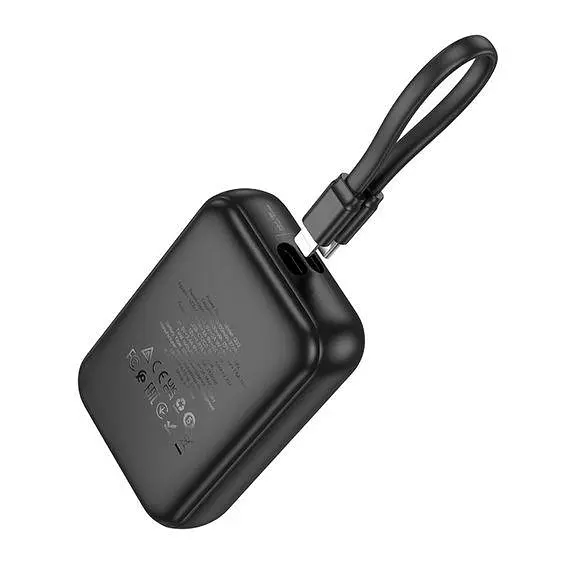 Зовнішній акумулятор Hoco q33 10000 mAh PD 20 W моб батарея з вбудованим кабелем Type-C чорна - фото 4