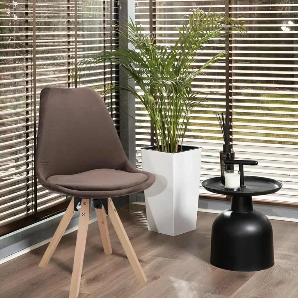 Стул Jumi Saida в скандинавском стиле с деревянными ножками коричневый - фото 11