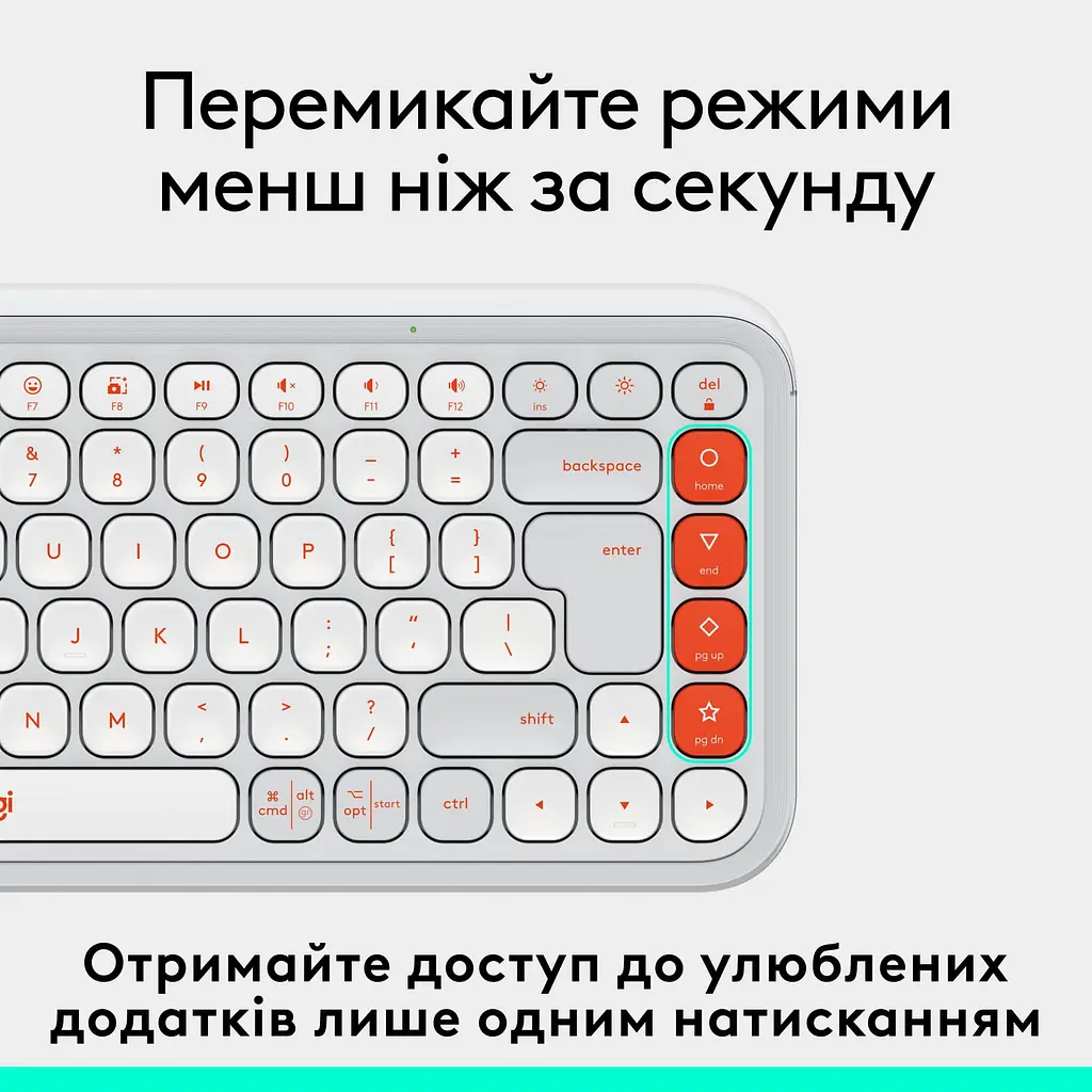 Клавiатура бездротова Logitech Pop Icon Keys Off White (920-013072) - фото 6