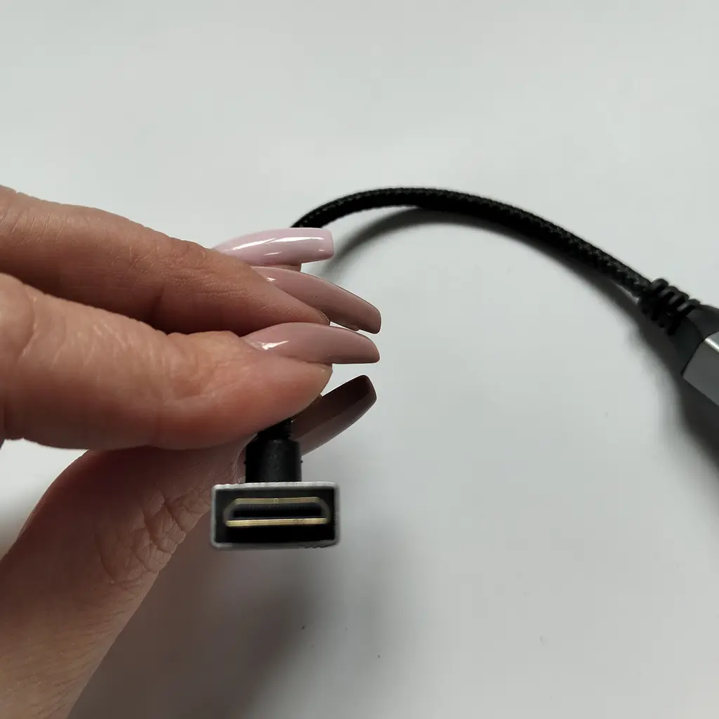 Кабель кутовий HDMI mini (тато) - HDMI (мама) кут 90 градусів. Довжина 20 см - фото 3
