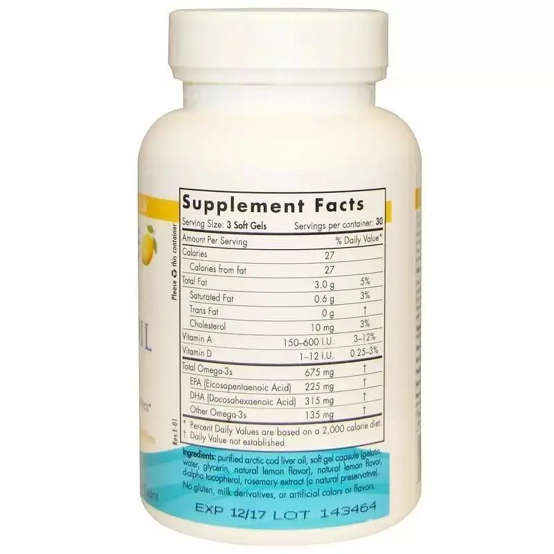 Риб'ячий жир з печінки тріски Nordic Naturals Arctic Cod Liver Oil Арктичний 750 мг 90 капсул смак лимона (NOR-57785) - фото 2