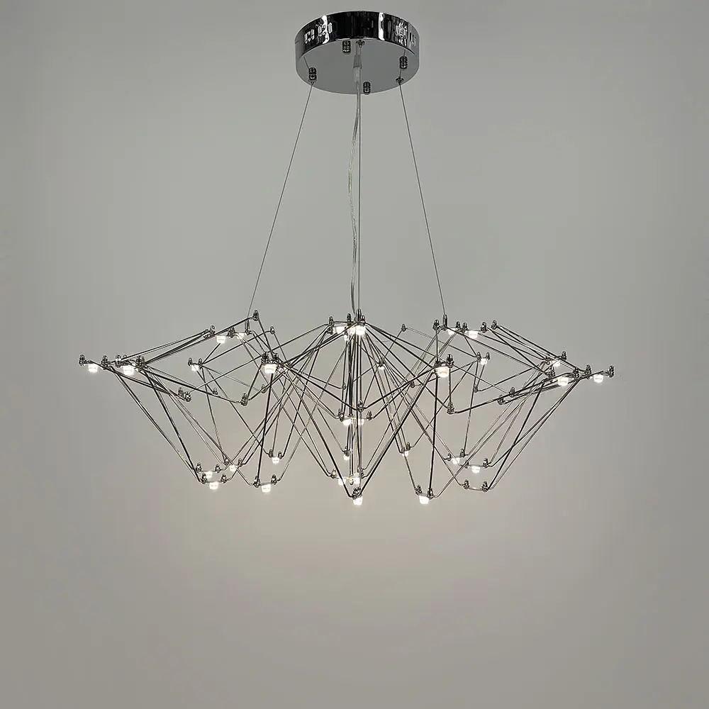 Невесомая серебряная люстра Ø 80 см Ст. MJ 206-800 CH | Line F - фото 4